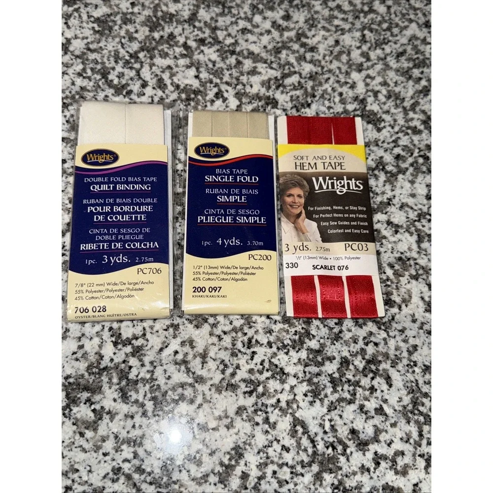 Lot Of 3 Wrights Quilting Hem‎ Tape PC200 PC706 PC03 New
